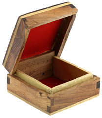 écrin à bijoux, bois précieux, fond blanc