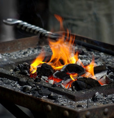 Burning carbons in old braizer