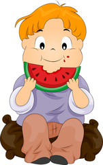 Child eating Watermelon