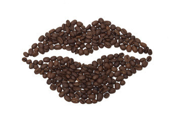 lips Set of coffee beans. for decorate cafe.