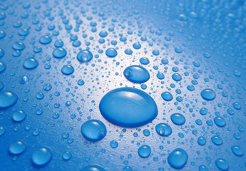water drops on blue background