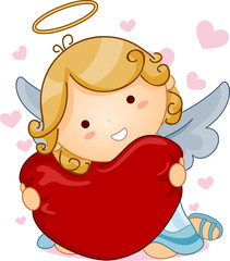 Angel holding heart