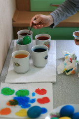 making easter decoration colour eggs