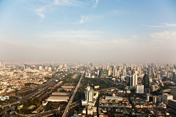 Naklejka na ściany i meble Bangkok skyline with skyscrapers and panorama view