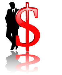 the vector dollar sign with businessman