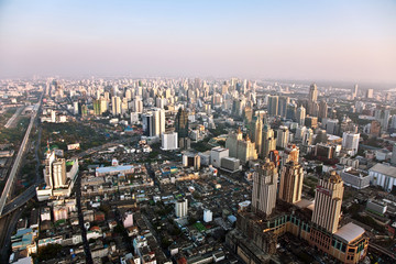 Fototapeta premium Bangkok skyline with skyscrapers and panorama view
