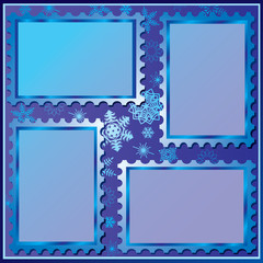 Set of four winter photo frames. Vector art-illustration.