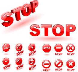 the red vector stop symbol on white