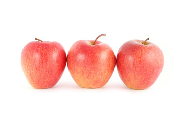Three Red Apples on white background