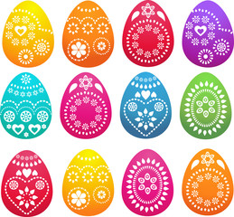 Patterned colored Easter eggs