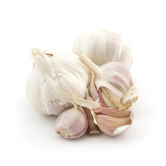 Garlic on a white background with a soft shadow