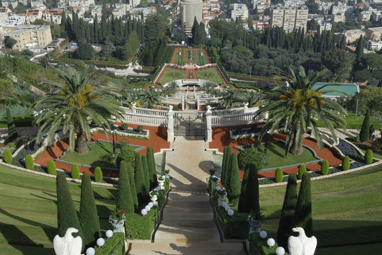 The Bahai Gardens on the side of Mount Carmel Haifa Israel.
