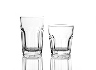 Two glasses for drinks isolated on white