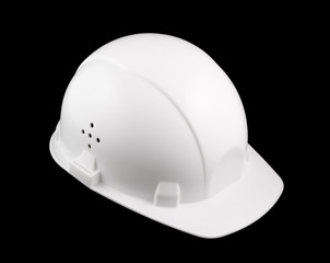 White hard hat isolated on black
