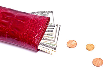 Money in red wallet