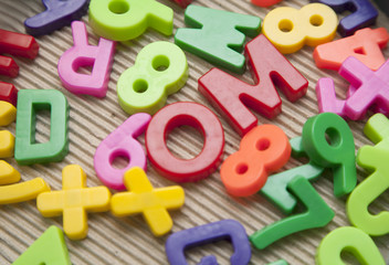 Fototapeta premium Set of magnetic letters and digits