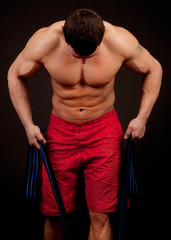 Fototapeta na wymiar bodybuilder with rope