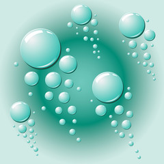 Abstract background with bubbles in the layer of water. Vector.