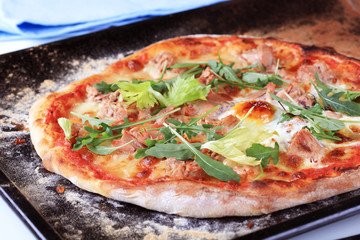 Freshly baked pizza