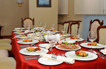 covered table in the dining room