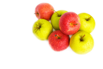 red and green apples are isolated on a white background