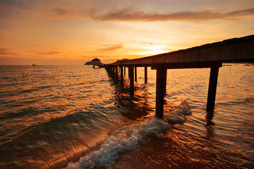 Tropical sunset in the sea. Thailand