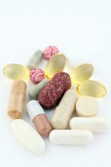 Group of vitamin pills food supplements