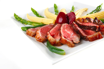 beef meat and babycorns