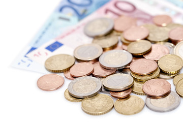 Pièces de monnaie et billets d'euro