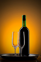Wine against colour gradient background