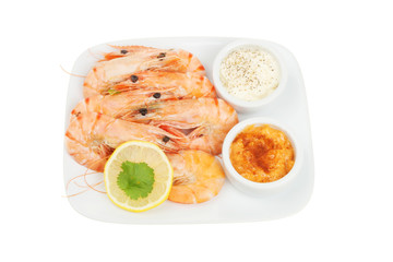 Whole prawns with dips