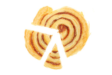 Danish pastry cut into segments