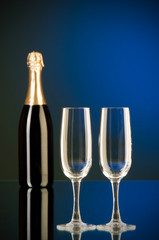 Champagne against color gradient background