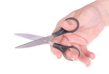 Scissors in woman hand