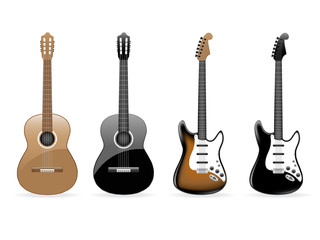 Set of vector guitars