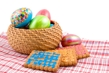 Easter still life on white background