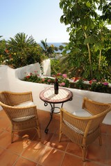 Bottle of wine on the table .