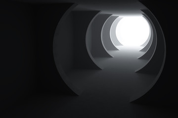 lighted up arched entrance in building