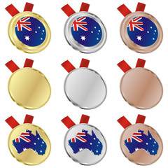 fully editable australia vector flag in medal shapes