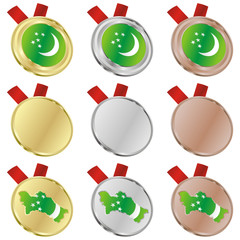 fully editable turkmenistan vector flag in medal shapes