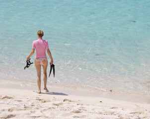 Woman going snorkeling