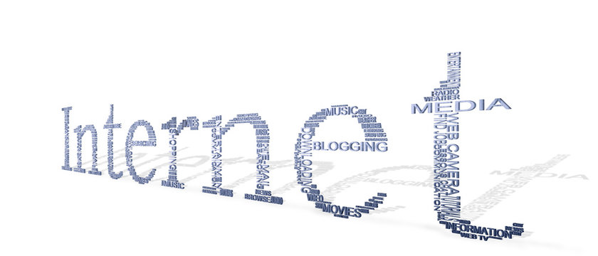 Internet usage 3d text - perspective