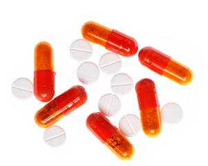 Orange and white pills