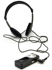 player with headphones