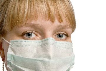 The woman in medical mask