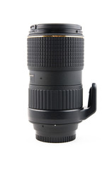 zoom telephoto lens for slr camera on a white background