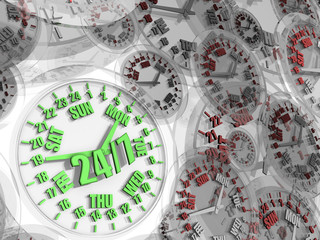 Week clock. Full-time service 24/7