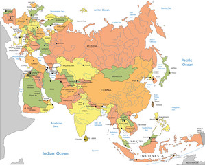 Political map of Eurasia