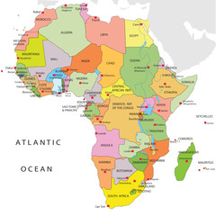 Political map of Africa - obrazy, fototapety, plakaty