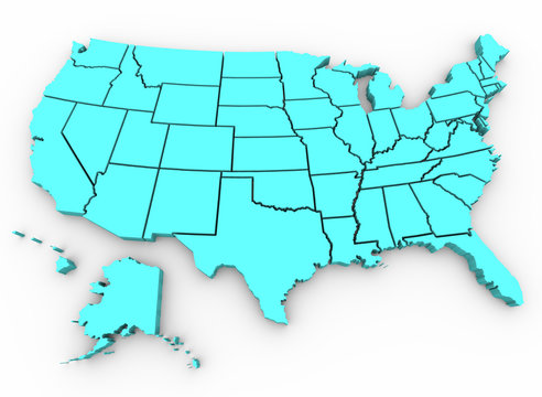 U. S. A. Map - United States 3D Render